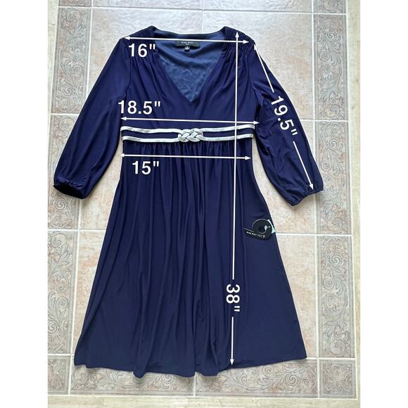 New‎ without tags ! NINE WEST Hot 9 Waist detail Dress Navy S8 - Picture 2 of 8
